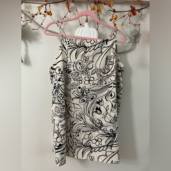 Zara Black, Brown Silver, Cooper, Blue and White Patterned Mini Dress - Picture 3 of 9